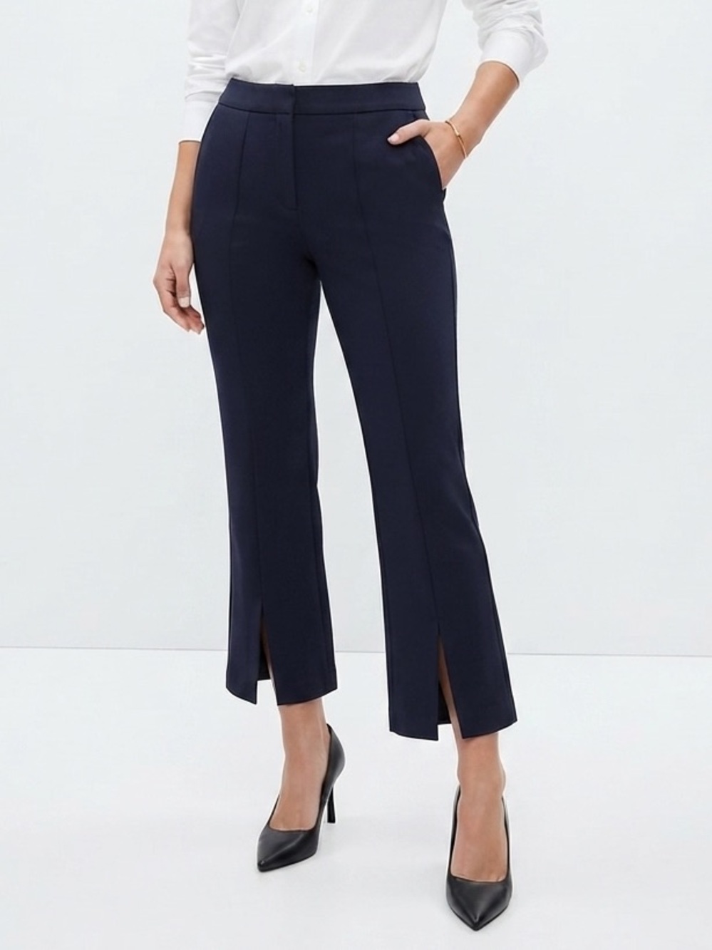 Sundays Womens Navy Blue Split Hem Pants Trousers Size S / M